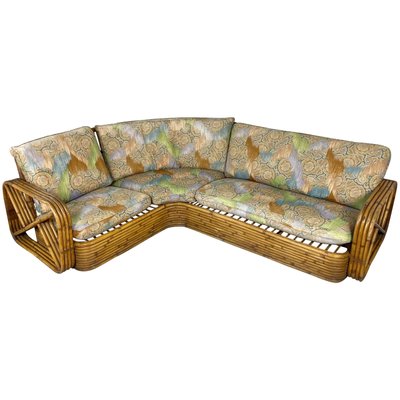 Rattan Wicker Corner Pretzel Sofa, Italy, 1940s-LYQ-1171473