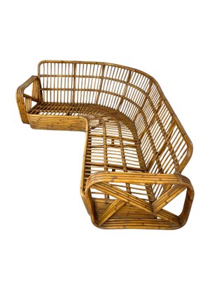 Rattan Wicker Corner Pretzel Sofa, Italy, 1940s-LYQ-1171473