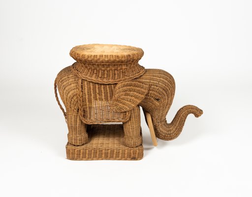 Rattan & Wicker Elephant Coffee Table in the style of Vivai Del Sud, Italy, 1960s-LYQ-1732632