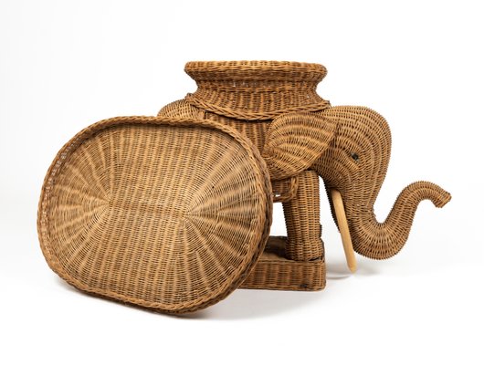 Rattan & Wicker Elephant Coffee Table in the style of Vivai Del Sud, Italy, 1960s-LYQ-1732632