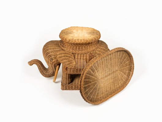 Rattan & Wicker Elephant Coffee Table in the style of Vivai Del Sud, Italy, 1960s-LYQ-1732632