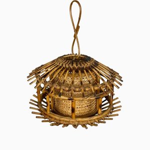 Rattan & Wicker Lantern, Italy, 1960s-LYQ-1171465