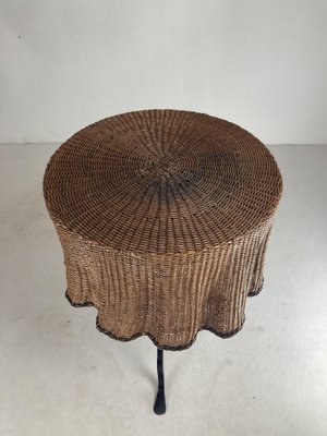 Rattan & Wicker Wavy Side Table, 1960s-BHG-1793852