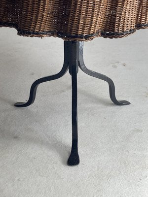 Rattan & Wicker Wavy Side Table, 1960s-BHG-1793852