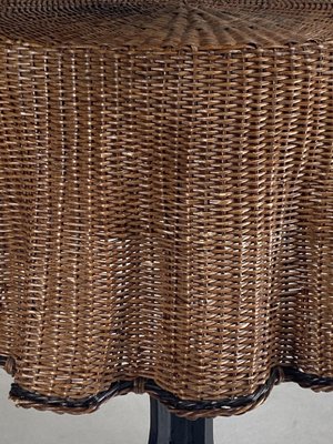 Rattan & Wicker Wavy Side Table, 1960s-BHG-1793852