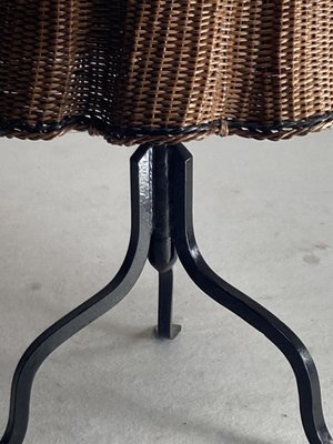 Rattan & Wicker Wavy Side Table, 1960s-BHG-1793852