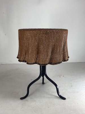 Rattan & Wicker Wavy Side Table, 1960s-BHG-1793852