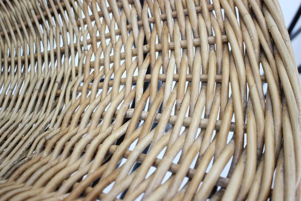 Rattan Woven Basket Chair with Hairpin Legs, 1960s, Set of 2-TZ-1313407