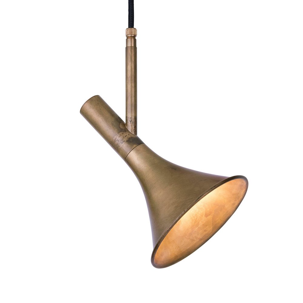 Raw Brass Megafon Angle Flush Mount Ceiling Lamp by Jesper Ståhl for Konsthantverk Tyringe 1