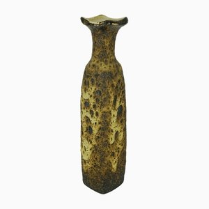 Raw Fat Lava Glaze Vase in Brown & Beige by Marius Van Woerden for Vest Keramik, Netherlands-FH-1257491