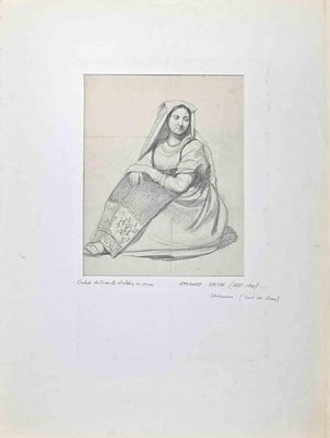 Raymond Balze, Woman, Original Pencil Drawing, Mid-19th Century-ZCI-1389128