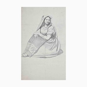 Raymond Balze, Woman, Original Pencil Drawing, Mid-19th Century-ZCI-1389128