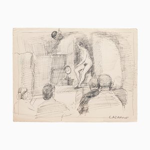 Raymond Cazanove, Nude, Original Pen on Paper, 20th Century-ZCI-820912