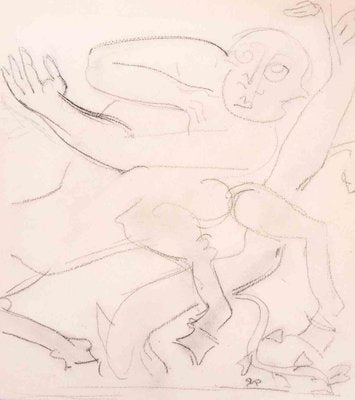 Raymond Veysset, Drawing for Sculpture, Original Carbon Pencil Drawing, Mid-20th Century-ZCI-1394342