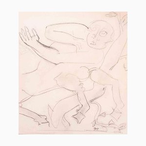 Raymond Veysset, Drawing for Sculpture, Original Carbon Pencil Drawing, Mid-20th Century-ZCI-1394342