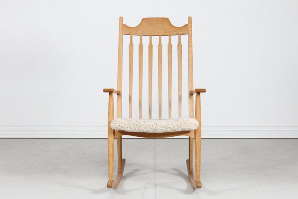 Razor Blade Rocking Chair in Oak and Sheepskin by Henning Kjærnulf for Eg Møbler, 1970s-QQ-1718278