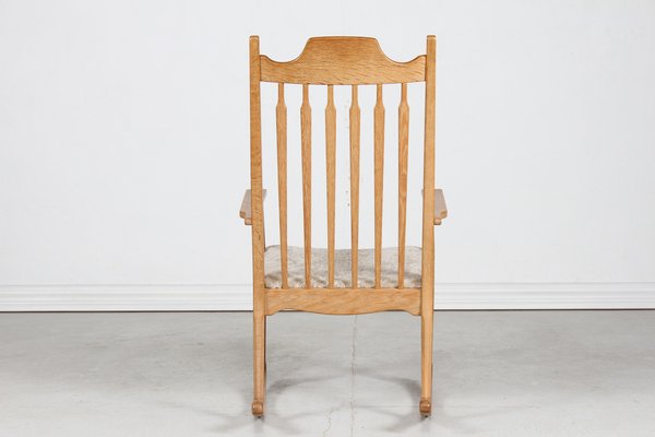 Razor Blade Rocking Chair in Oak and Sheepskin by Henning Kjærnulf for Eg Møbler, 1970s-QQ-1718278