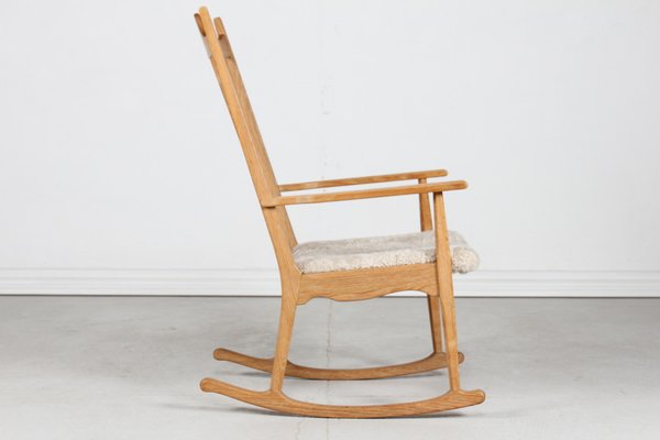 Razor Blade Rocking Chair in Oak and Sheepskin by Henning Kjærnulf for Eg Møbler, 1970s-QQ-1718278