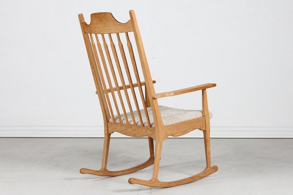 Razor Blade Rocking Chair in Oak and Sheepskin by Henning Kjærnulf for Eg Møbler, 1970s-QQ-1718278