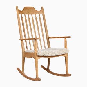 Razor Blade Rocking Chair in Oak and Sheepskin by Henning Kjærnulf for Eg Møbler, 1970s-QQ-1718278