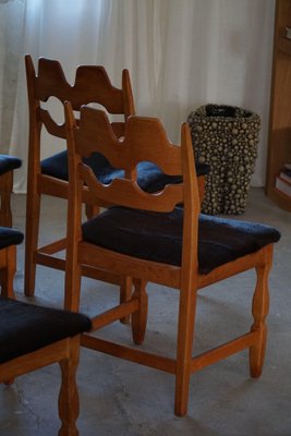 Razorblade Dining Chairs in Oak & Cowhide attributed to Henning Kjærnulf, 1960s, Set of 8-MXF-1761450