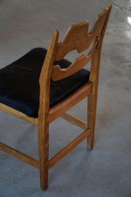 Razorblade Dining Chairs in Oak & Cowhide attributed to Henning Kjærnulf, 1960s, Set of 8-MXF-1761450