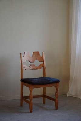 Razorblade Dining Chairs in Oak & Cowhide attributed to Henning Kjærnulf, 1960s, Set of 8-MXF-1761450