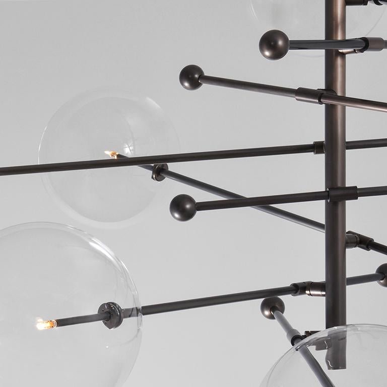 RD15 12 Arms Black Gunmetal Hanging Lamp by Schwung