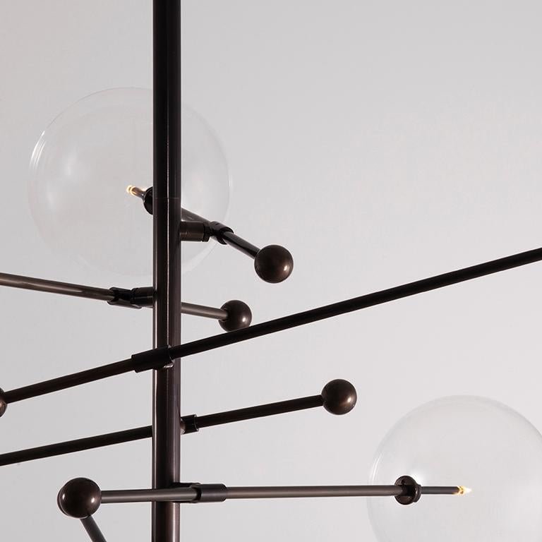 RD15 12 Arms Black Gunmetal Hanging Lamp by Schwung