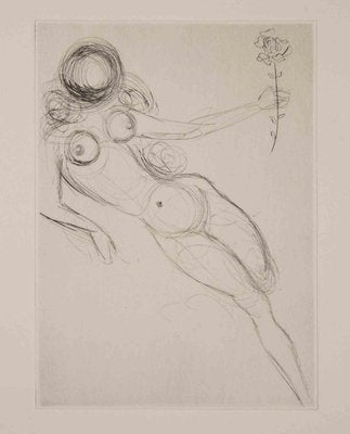 Reclined Nude with Flower, 1968, Etching-ZCI-2018713