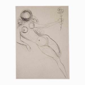 Reclined Nude with Flower, 1968, Etching-ZCI-2018713