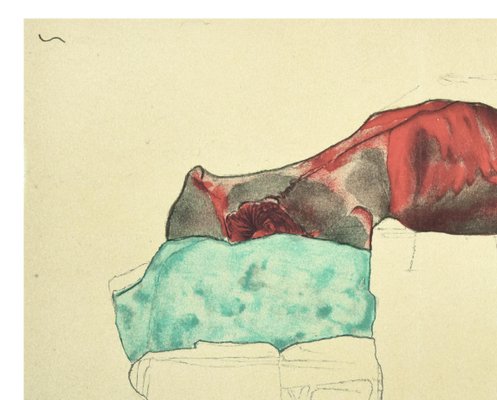 Reclining Male Reclining Male Nude with - 2000s - Lithograph After Egon Schiele-ZCI-755004