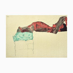 Reclining Male Reclining Male Nude with - 2000s - Lithograph After Egon Schiele-ZCI-755004