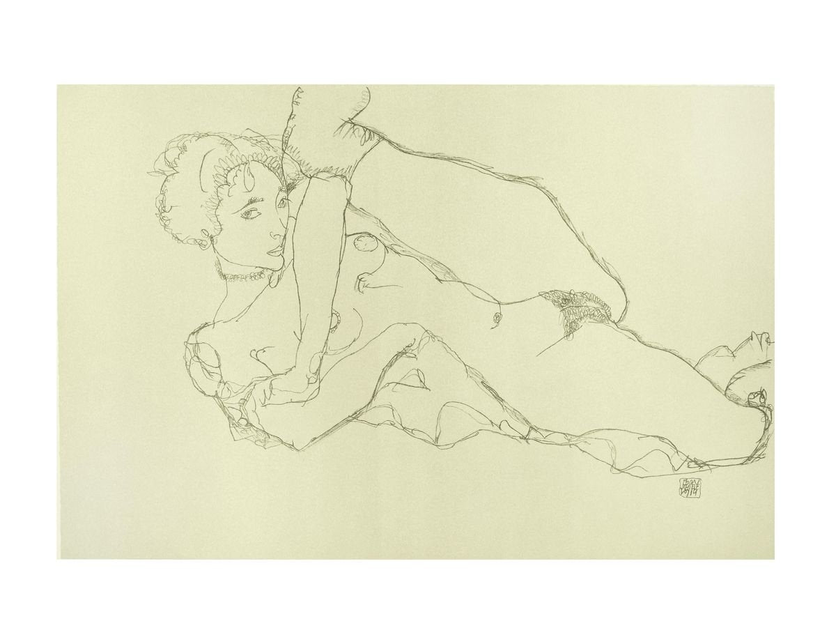 Reclining Nude, Left Leg Raised - 2000s - Lithograph After Egon Schiele 2007