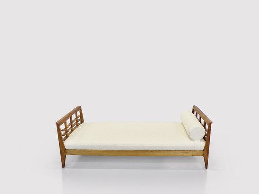 Reconstruction Oak & Fabric Daybed by Rene Gabriel, 1950s-PDW-1396869