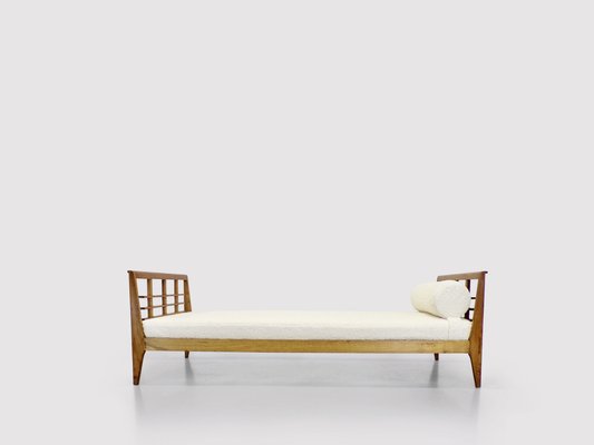 Reconstruction Oak & Fabric Daybed by Rene Gabriel, 1950s-PDW-1396869