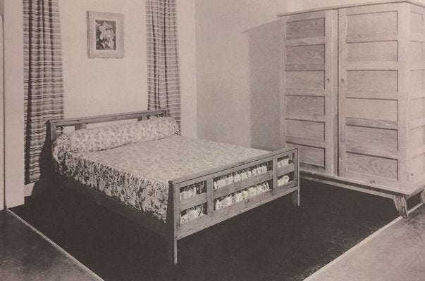 Reconstruction Oak & Fabric Daybed by Rene Gabriel, 1950s-PDW-1396869