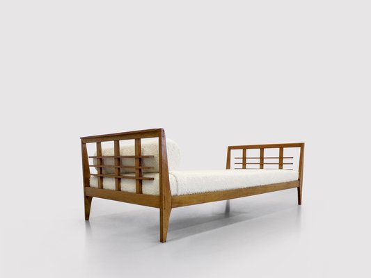 Reconstruction Oak & Fabric Daybed by Rene Gabriel, 1950s-PDW-1396869