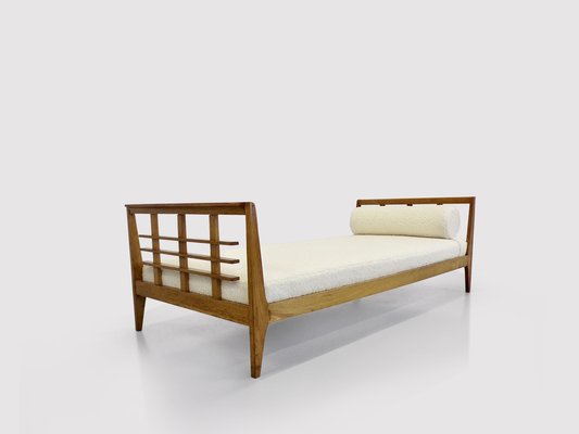 Reconstruction Oak & Fabric Daybed by Rene Gabriel, 1950s-PDW-1396869