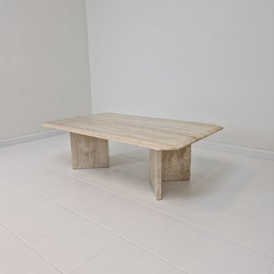 Rectangle Travertine Coffee Table, Italy, 1980s-RQL-2017577