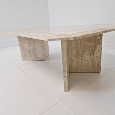 Rectangle Travertine Coffee Table, Italy, 1980s-RQL-2017577