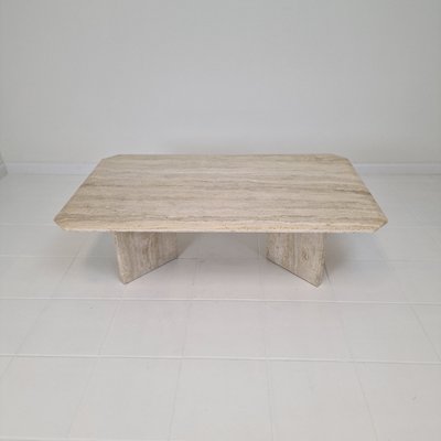 Rectangle Travertine Coffee Table, Italy, 1980s-RQL-2017577