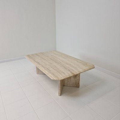 Rectangle Travertine Coffee Table, Italy, 1980s-RQL-2017577