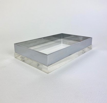 Rectangular Acryllic Glass and Chrome Box, Italy, 1970s-LYQ-1171593