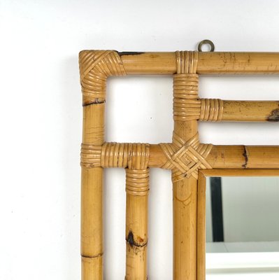 Rectangular Bamboo and Rattan Wall Mirror in the Style of Vivai del Sud, Italy, 1970s-LYQ-1409716