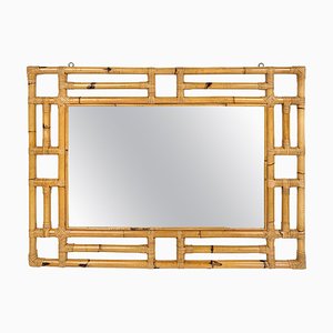 Rectangular Bamboo and Rattan Wall Mirror in the Style of Vivai del Sud, Italy, 1970s-LYQ-1409716