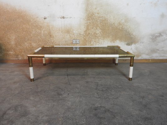 Rectangular Brass and Smoked Glass Coffee Table from Banci, 1970s-ZLY-646918