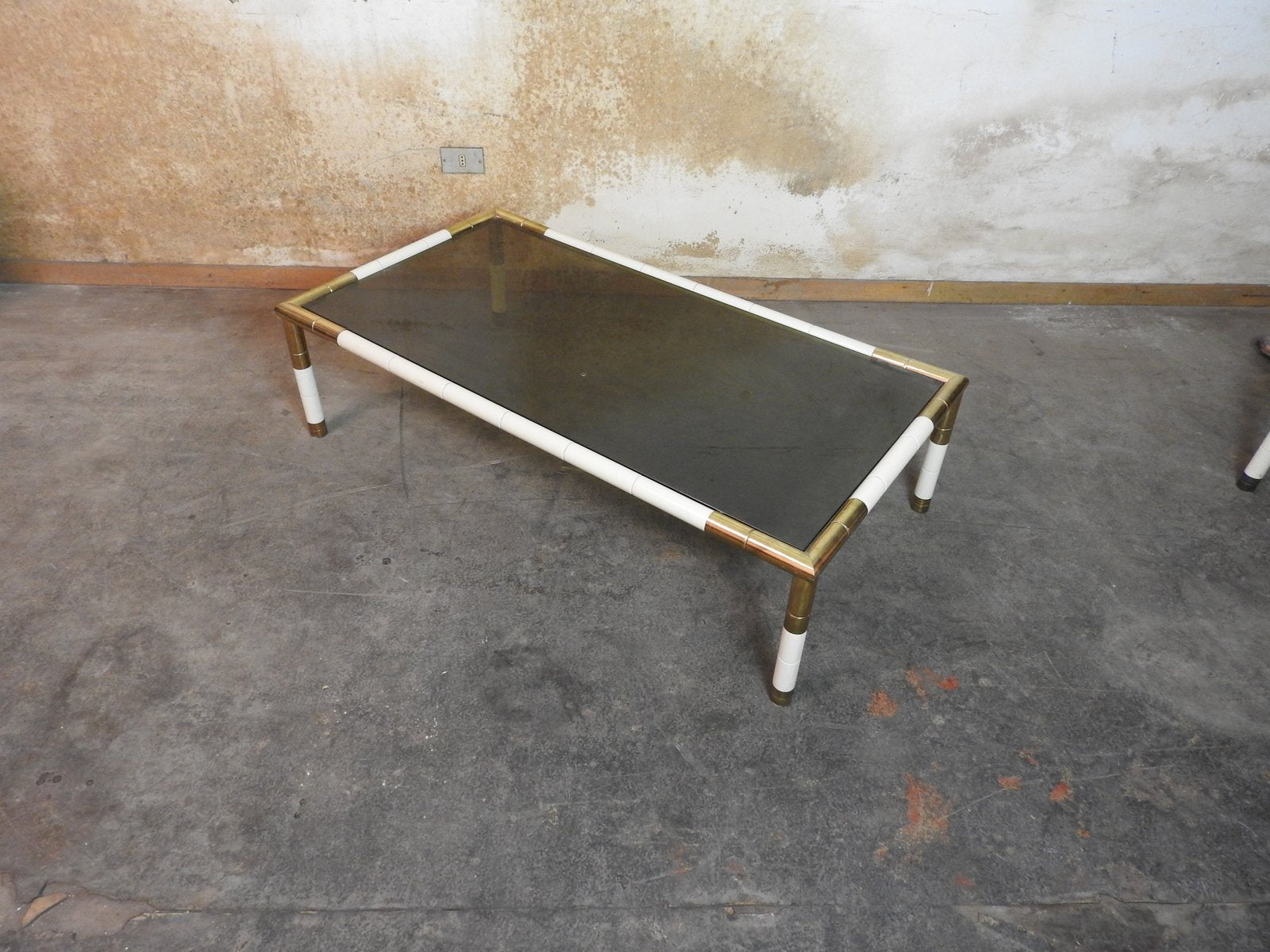 Rectangular Brass and Smoked Glass Coffee Table from Banci, 1970s