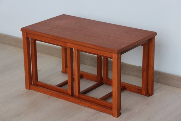 Rectangular Coffee Table and Built-In Nesting Tables, 1960s, Set of 3-YRI-1777566