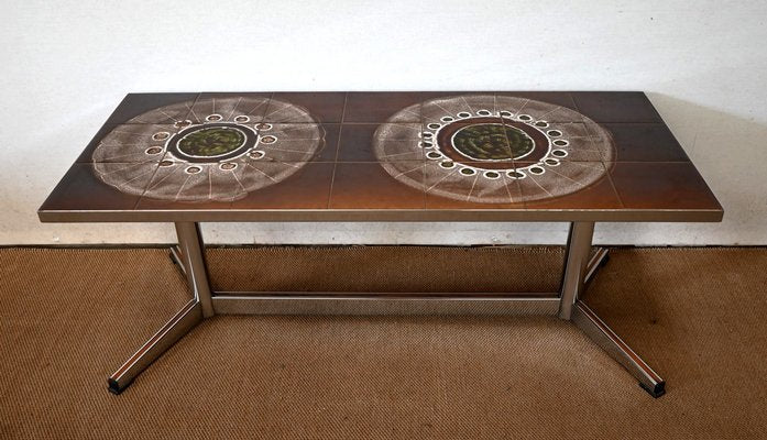 Rectangular Coffee Table in Chrome & Enamel, 1970s-RVK-1407260